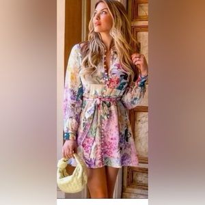 Zara Size M Pink and Beige Linen Dress